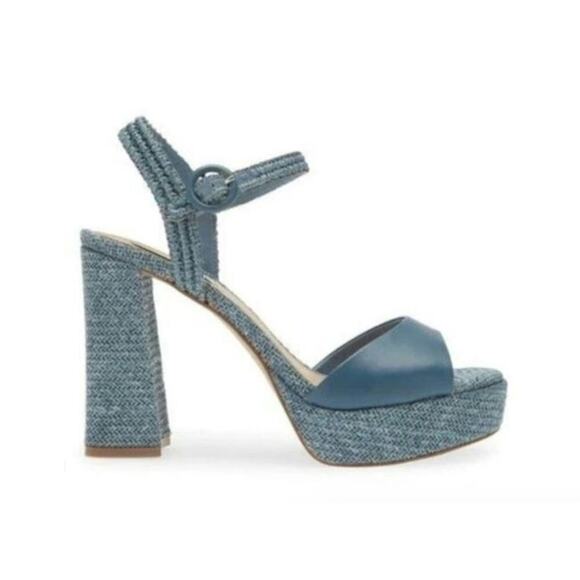 Steve Madden Strada Espadrille Sandal 11M BLUE RAFFIA - Picture 1 of 9